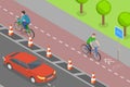 3D Isometric Flat Vector Conceptual Illustration of Bicycle Path