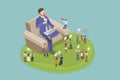 3D Isometric Flat Vector Conceptual Illustration of Bossy Manager