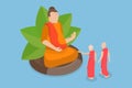 3D Isometric Flat Vector Conceptual Illustration of Buddhism