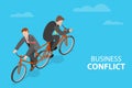 3D Isometric Flat Vector Conceptual Illustration of Business Conflict