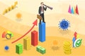 3D Isometric Flat Vector Conceptual Illustration of Business Pandemic Recovery Royalty Free Stock Photo