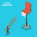 3D Isometric Flat Vector Conceptual Illustration of Career Ambition. Royalty Free Stock Photo