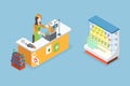 3D Isometric Flat Vector Conceptual Illustration of Cashier