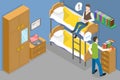 3D Isometric Flat Vector Conceptual Illustration of College Dormitory Royalty Free Stock Photo