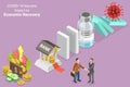 3D Isometric Flat Vector Conceptual Illustration of Covid-19 Vaccine Impact To Economic Recovery Royalty Free Stock Photo