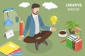 3D Isometric Flat Vector Conceptual Illustration of Creative Writer