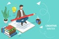 3D Isometric Flat Vector Conceptual Illustration of Creative Writer