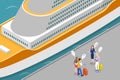3D Isometric Flat Vector Conceptual Illustration of Cruise Travelling