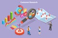 3D Isometric Flat Vector Conceptual Illustration of Customer Research