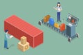 3D Isometric Flat Vector Conceptual Illustration of Customs Inspection