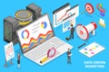 3D Isometric Flat Vector Conceptual Illustration of Data Driven Marketing. Royalty Free Stock Photo