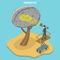 3D Isometric Flat Vector Conceptual Illustration of Dementia Brain Disease