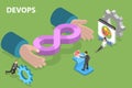 3D Isometric Flat Vector Conceptual Illustration of Devops Development and Operations Royalty Free Stock Photo