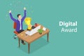 3D Isometric Flat Vector Conceptual Illustration of Digital Award