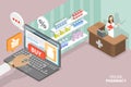 3D Isometric Flat Vector Conceptual Illustration of Digital Pharmacy Store Royalty Free Stock Photo