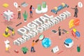 3D Isometric Flat Vector Conceptual Illustration of Digital Transformation. Royalty Free Stock Photo