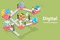 3D Isometric Flat Vector Conceptual Illustration of Digital Transformation. Royalty Free Stock Photo