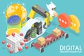 3D Isometric Flat Vector Conceptual Illustration of Digital Transformation. Royalty Free Stock Photo