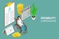 3D Isometric Flat Vector Conceptual Illustration of Disability Compensation
