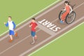 3D Isometric Flat Vector Conceptual Illustration of Disabled Athletes