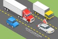 3D Isometric Flat Vector Conceptual Illustration of Do not Slow Down When driving in Front of the Truck Royalty Free Stock Photo