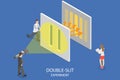 3D Isometric Flat Vector Conceptual Illustration of Double-slit Experiment