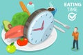 3D Isometric Flat Vector Conceptual Illustration of Eating Time.