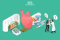 3D Isometric Flat Vector Conceptual Illustration of ECG Cardiogram