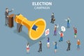 3D Isometric Flat Vector Conceptual Illustration of Election Campaign. Royalty Free Stock Photo