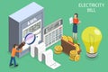 3D Isometric Flat Vector Conceptual Illustration of Electricity Bill