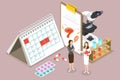 3D Isometric Flat Vector Conceptual Illustration of Endometriosis