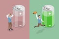 3D Isometric Flat Vector Conceptual Illustration of Energetic And Tired Businessman