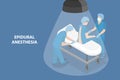 3D Isometric Flat Vector Conceptual Illustration of Epidural Anesthesia