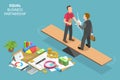 3D Isometric Flat Vector Conceptual Illustration of Equal Business Partnership