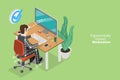 3D Isometric Flat Vector Conceptual Illustration of Ergonomically Correct Workstation