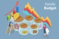 3D Isometric Flat Vector Conceptual Illustration of Family Budget Royalty Free Stock Photo