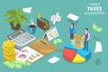 3D Isometric Flat Vector Conceptual Illustration of Family Taxes Accounting Royalty Free Stock Photo