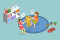 3D Isometric Flat Vector Conceptual Illustration of Fighting Children Royalty Free Stock Photo