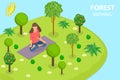 3D Isometric Flat Vector Conceptual Illustration of Forest Bathing