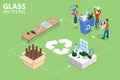 3D Isometric Flat Vector Conceptual Illustration of Glass Recycling Process Royalty Free Stock Photo