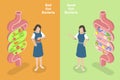 3D Isometric Flat Vector Conceptual Illustration of Good And Bad Gut Bacterias