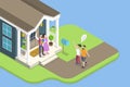 3D Isometric Flat Vector Conceptual Illustration of Good Neighbor Relations