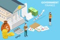 3D Isometric Flat Vector Conceptual Illustration of Government Finance