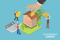 3D Isometric Flat Vector Conceptual Illustration of Government Subsidy