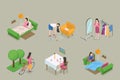 3D Isometric Flat Vector Conceptual Illustration of Habits and Ritual Items