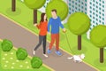 3D Isometric Flat Vector Conceptual Illustration of Happy Walking Couple