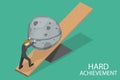 3D Isometric Flat Vector Conceptual Illustration of Hard Achievement. Royalty Free Stock Photo
