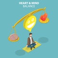 3D Isometric Flat Vector Conceptual Illustration of Heart And Mind Balance Royalty Free Stock Photo