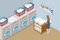 3D Isometric Flat Vector Conceptual Illustration of Hotel Laundry Staff