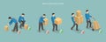 3D Isometric Flat Vector Conceptual Illustration of How To Carry Heavy Goods Royalty Free Stock Photo